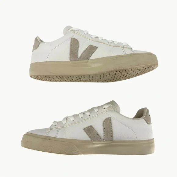 Veja Campo Chromefree Leather Low Sneakers | Sz 39 | Extra White Natural Suede - Picture 9 of 14